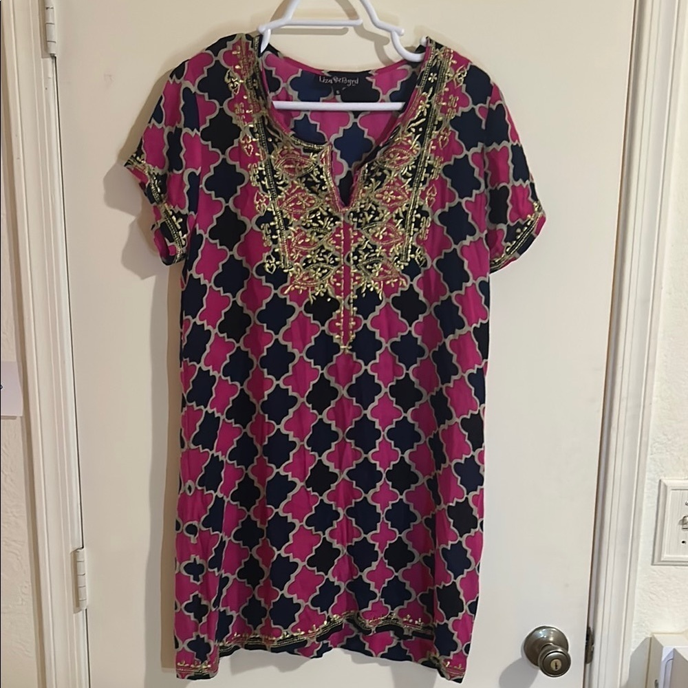 Pink Embellished Tunic with Mandarin Collar